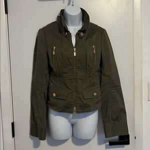 Guess by Marciano Green Moto Jacket with Gold Accents size Small!